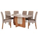 Ver imagem 2 de Sala de Jantar Louise 1,60cm com 6 Cadeiras Fernanda Marrom/Cinamomo/Off White/Madeira/Bege