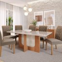 Ver imagem 1 de Sala de Jantar Louise 1,80cm com 6 Cadeiras Juliana Marrom/Cinamomo/Off White/Madeira/Joli