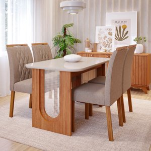 Sala de Jantar Valentina 1,30 com 4 Cadeiras Juliana