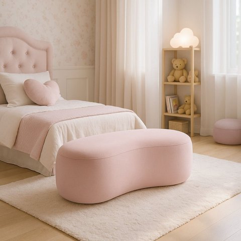 Puff Feijão Orgânico Moderno 100cm Escultural Suede Curvo