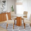 Ver imagem 1 de Sala de Jantar Sophia 95 x 95cm com 4 Cadeiras Fernanda Marrom/Cinamomo/Offwhite/Nude