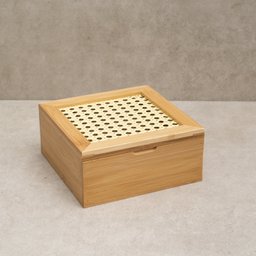 CAIXA DECORATIVA PALHA INDIANA E BAMBU 4 NICHOS - OIKOS - 1