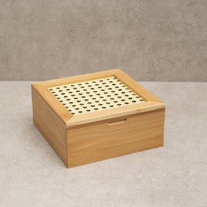 CAIXA DECORATIVA PALHA INDIANA E BAMBU 4 NICHOS - OIKOS