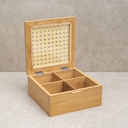 CAIXA DECORATIVA PALHA INDIANA E BAMBU 4 NICHOS - OIKOS - 2