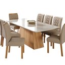Ver imagem 2 de Sala de Jantar Helena 210 cm com 8 Cadeiras Juliana Marrom/Cinamomo/Offwhite/Bege