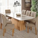 Ver imagem 1 de Sala de Jantar Helena 210 cm com 8 Cadeiras Juliana Marrom/Cinamomo/Offwhite/Bege