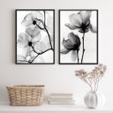 Ver imagem 1 de Kit 2 Quadros para Sala Fotografias Flores Transparentes 24x18cm - com Vidro:madeira Preta