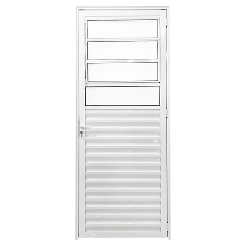 Porta de Aluminio Basculante Branca Linha 25 - 210x100 Direita