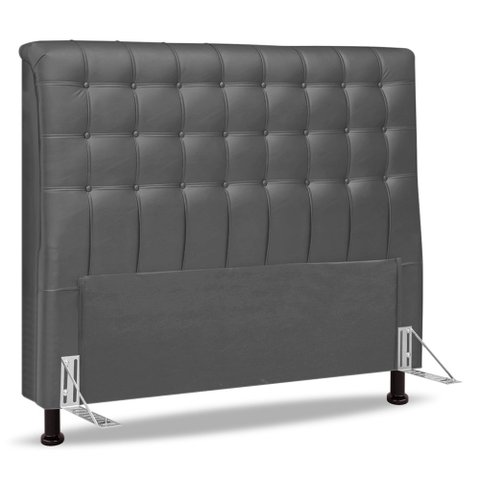 Cabeceira Cama Box Casal Queen Size Ciara 160cm Botonê com Frame Linho Cinza - Abmaza