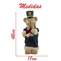 Boneco Natalino Decorativo Urso Com Cartola Em Pé 42cm - 2