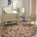 Ver imagem 1 de Kit Namoradeira Decorativa Para Sala Nina + Poltrona Para Recepção Manicure Suede