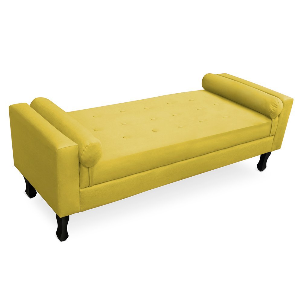 Recamier Sofá Namoradeira 90cm Felix Suede Amarelo - Montanaris Decor MD MONTANARIS DECOR - 1