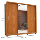 Ver imagem 2 de Guarda Roupa Casal com Espellho 3 Portas de Correr 4 Gavetas com Pés 186cm Clarice Cinamomo - Carioca Móveis