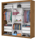 Ver imagem 3 de Guarda Roupa Casal com Espellho 3 Portas de Correr 4 Gavetas com Pés 186cm Clarice Cinamomo - Carioca Móveis