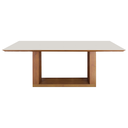 Ver imagem 1 de Mesa Sala Jantar 1.20x0.80m Base de Madeira Laminado Tampo de Vidro Laqueado Off White