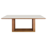 Mesa Sala Jantar 1.20x0.80m Base de Madeira Laminado Tampo de Vidro Laqueado Off White - 1