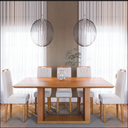 Ver imagem 2 de Mesa Sala Jantar 1.20x0.80m Base de Madeira Laminado Tampo de Vidro Laqueado Off White