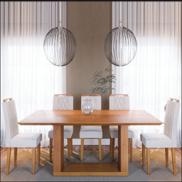 Mesa Sala Jantar 1.20x0.80m Base de Madeira Laminado Tampo de Vidro Laqueado Off White - 2