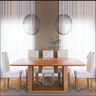 Mesa Sala Jantar 1.20x0.80m Base de Madeira Laminado Tampo de Vidro Laqueado Off White - 2