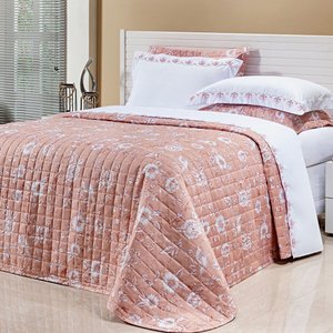 Cobre Leito King Urban Dupla Face 3Pçs Micro Percal 200 Fios Floral Salmão