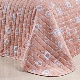 Cobre Leito King Urban Dupla Face 3Pçs Micro Percal 200 Fios Floral Salmão - 2