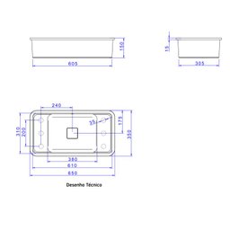 Cuba Retangular de Embutir com Mesa 60cm Barbante Cubas Slim Deca - 3