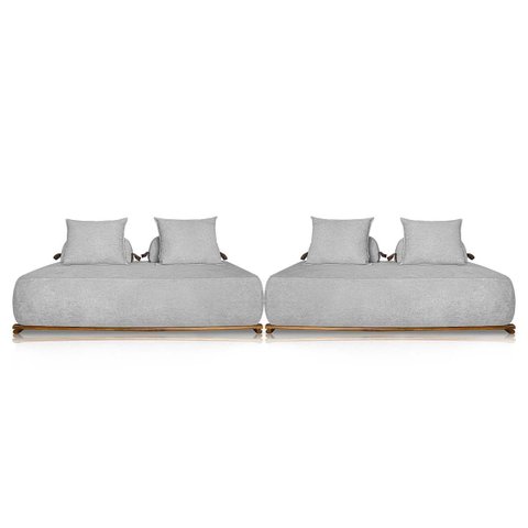 Kit 2 Sofás 2 Lugares Decoração Lazer Sala Ibiza 160cm Bouclé - Adj Decor