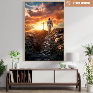 Quadro Decorativo Jesus e a Cruz Sala Quarto Casa Escritório