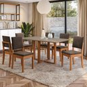 Ver imagem 1 de Mesa de Jantar 6 Lugares Nadine com Vidro Canela/freijo/bronze Marrom - Kappesberg Jantar