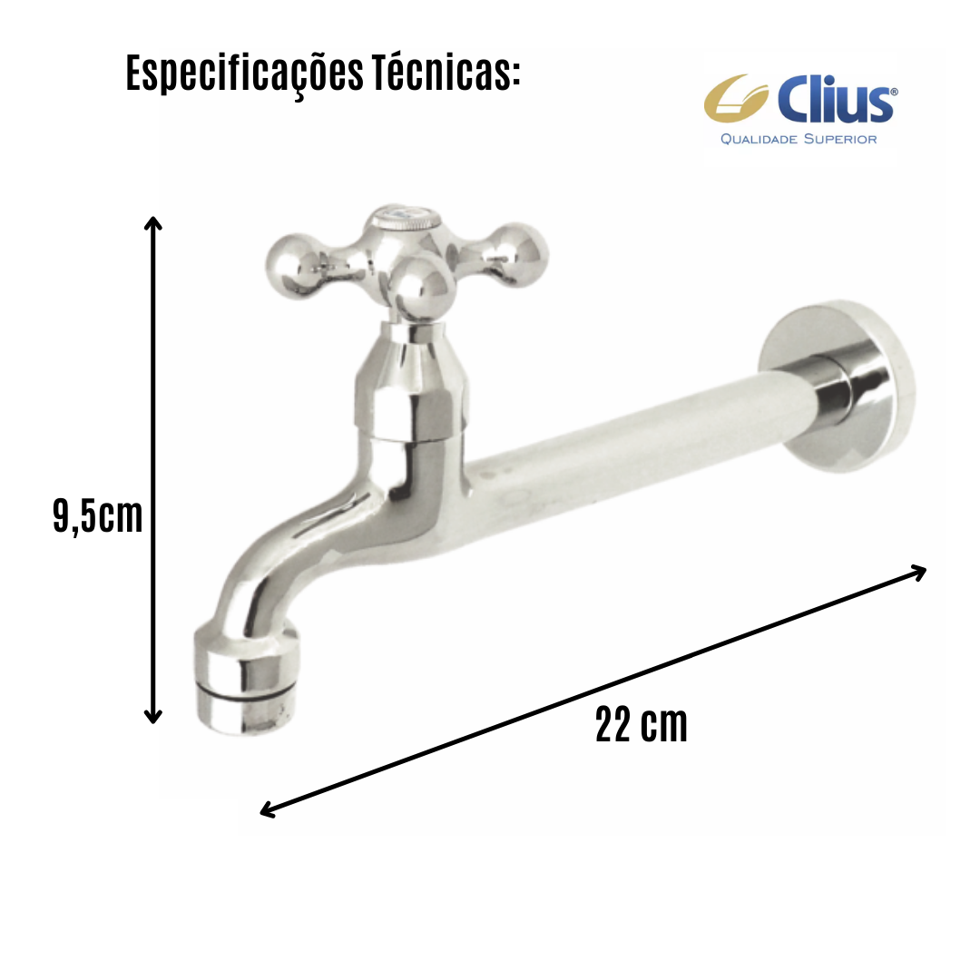 Torneira De Parede Com Arejador 22 cm Uso Tanque Cozinha Banheiro - 2