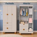 Ver imagem 7 de Conjunto Berço 2 em 1 e Roupeiro 3 Portas 3 Gavetas Apolo - Areia Fosco