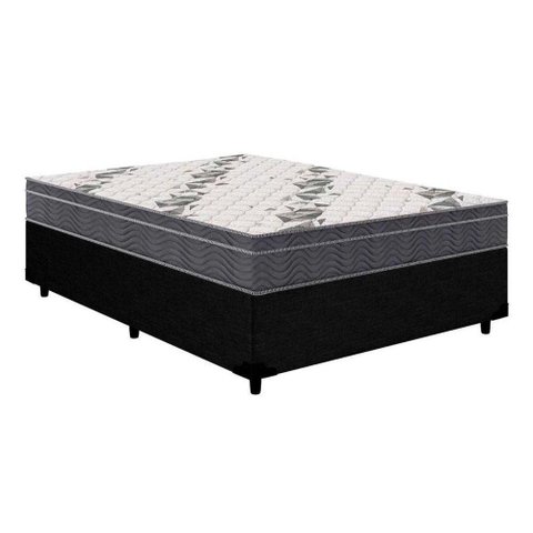 Cama Box Casal: Colchão Anatômico Ortobom D33/ep Airtech 100 + Base Crc Courano Black(138x188)