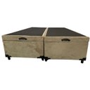 Ver imagem 1 de Cama Box Baú Queen Bipartido Suede Bege Com Pistão A Gás
