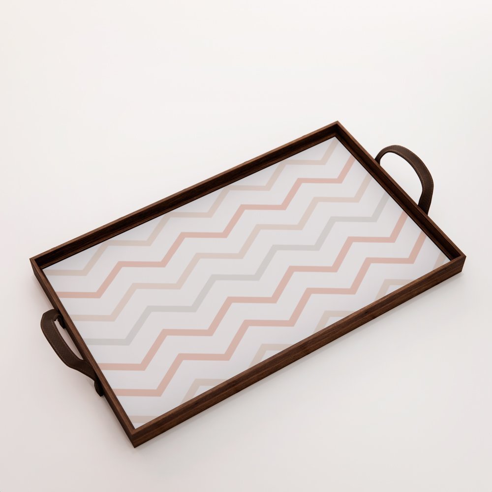 Kit 3 Bandejas Decorativas Chevron Marrom - 4
