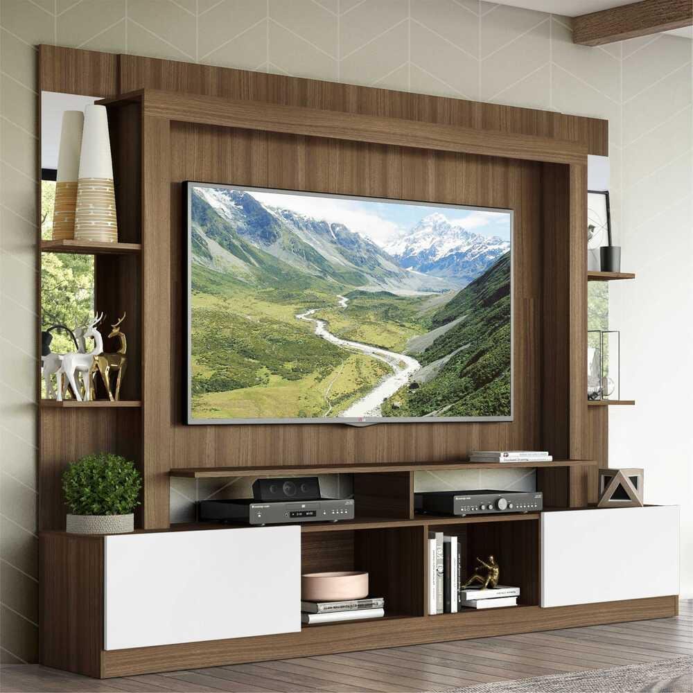 Estante com Suporte TV 65" Prateleiras c/ Espelho Oslo Multimóveis V3385 - 2