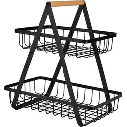 Fruteira Bambu Aramada Multiuso Preta 2 Andares 32,5 Cm Metal - 1