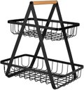 Ver imagem 1 de Fruteira Bambu Aramada Multiuso Preta 2 Andares 32,5 Cm Metal