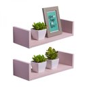 Ver imagem 1 de Kit 2 Prateleiras U 50 X 20cm Rosa Claro Suporte Invisível