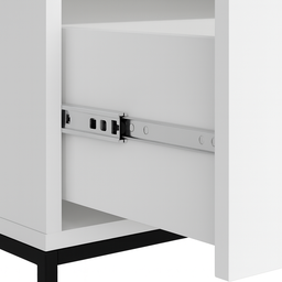 Mesa de Cabeceira 2 Gavetas Mdf para Quarto Eros 45cm Estilo Industrial Pés de Ferro Preto - 3