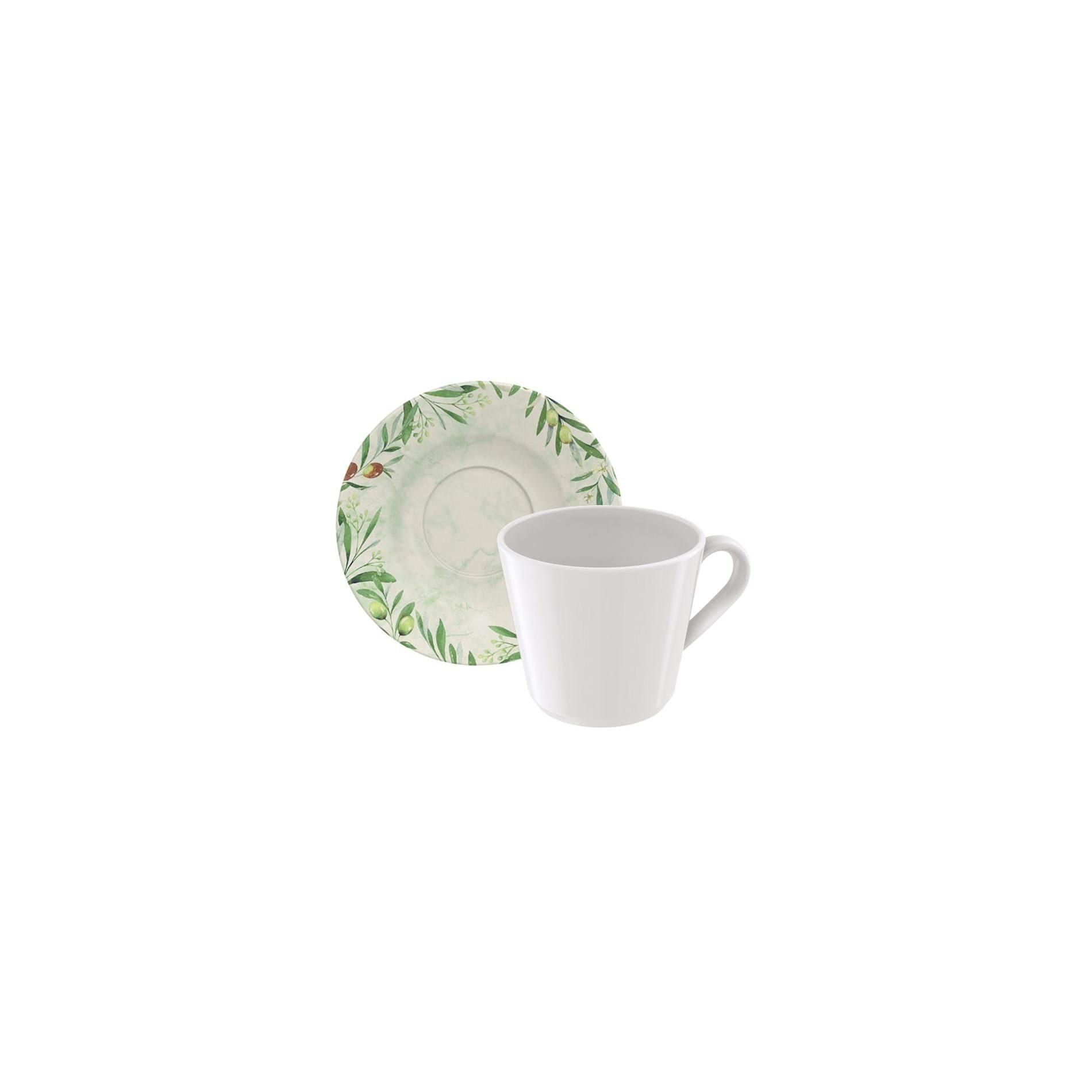 Kit Xicara e Pires Tramontina Oliva em Porcelana Decorada Tramontina - 1