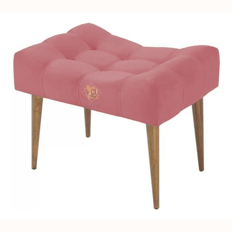 Puff de Apoio Requinte Pés Palito Suede Rosa