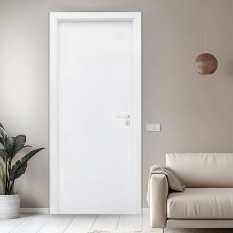 Porta Lisa UV Batente Regulável 07 cm a 13 cm Fechadura Externa 102 x 210 Rodam Abertura Esquerda Branco