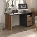 Ver imagem 3 de Mesa Escrivaninha Florence 2 Gavetas Nogal/preto - Artany Móveis