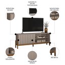 Ver imagem 3 de Rack TV 75 pol. 188cm 1 Porta Grigio Fosco/Canela Z30- Mpozenato