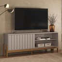 Ver imagem 2 de Rack TV 75 pol. 188cm 1 Porta Grigio Fosco/Canela Z30- Mpozenato