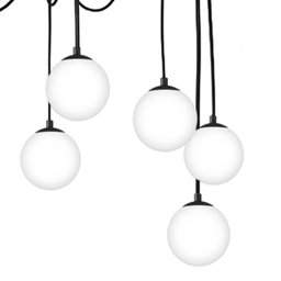Pendente Spider Preto com Globos Brancos Fosco para 8 Lâmpadas G9 de LED - 3