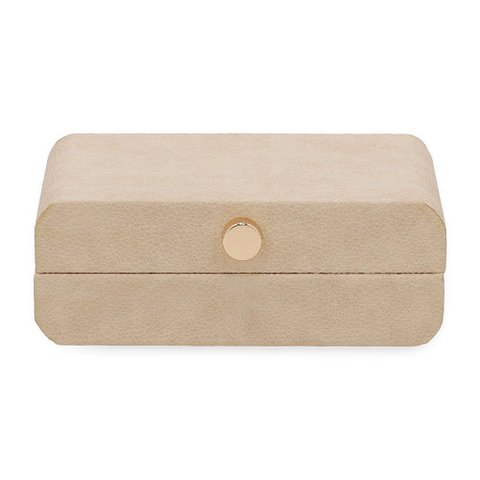 Caixa em Mdf com Revestimento em Pu Bege e Dourado 7,5x20x15cm