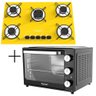 Fogão Cooktop 5 Bocas Amarelo + Forno de Eletrico 44 Litros 127v - 1