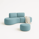 Ver imagem 1 de Sofá Orgânico e Puff Módulo Curvo Savana Boucle Azul Turquesa - Montanari's Decor