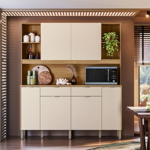 Armário de Cozinha Botanika 6 Portas 2 Gavetas Freijó/soft - Kits Paraná